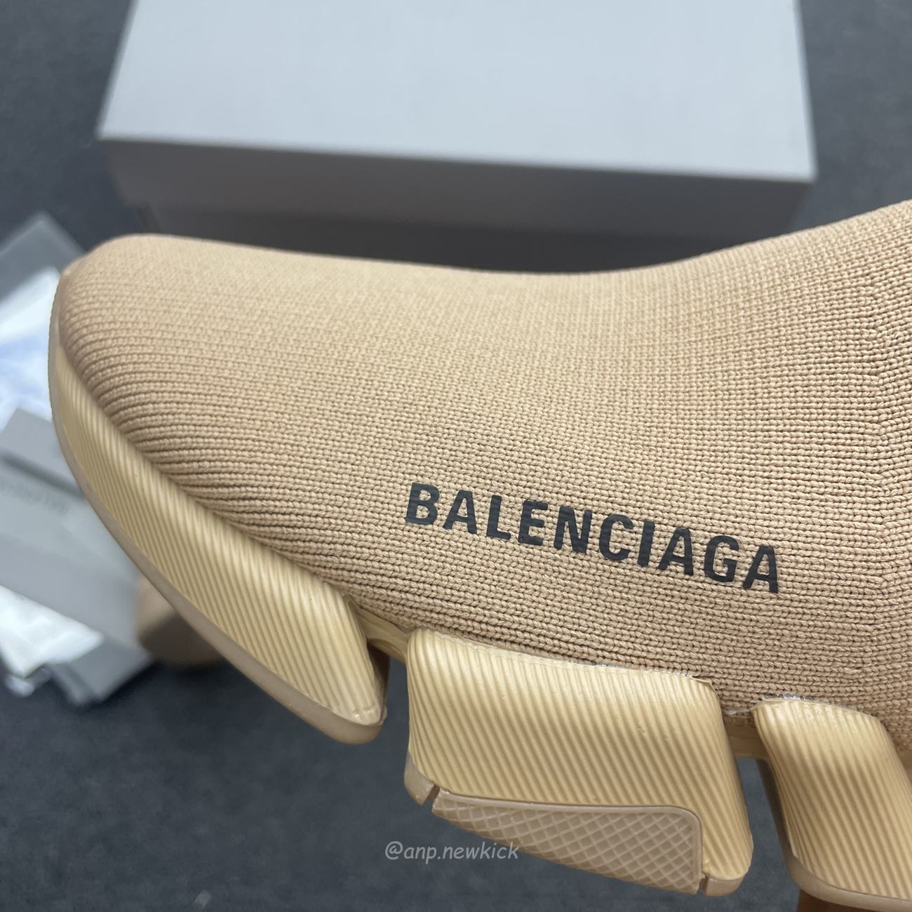 Balenciaga Speed 2.0 Beige Knit Sole Sock Sneakers (5) - www.newkick.vip